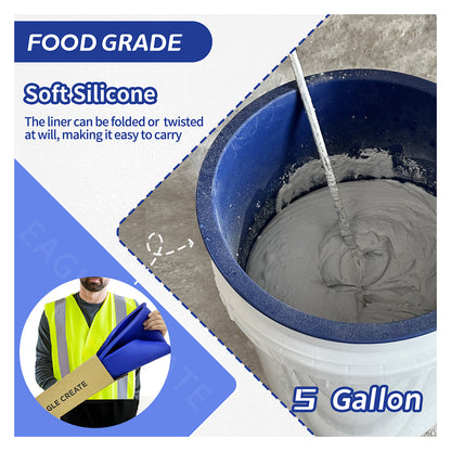 EAGLE CREATE -BucketSaver 5 Gallon Bucket Liner - Reusable Silicone Bucket Liner for thinset and Concrete Mix